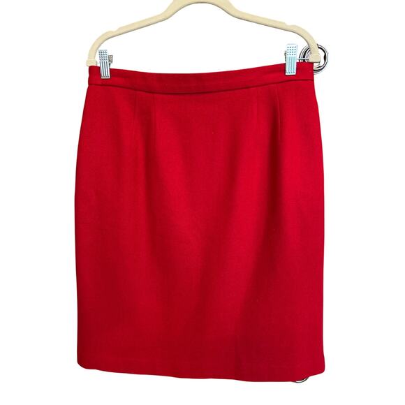 Worthington | Vintage Red 100% Wool Pencil Skirt | 12 - Picture 1 of 14